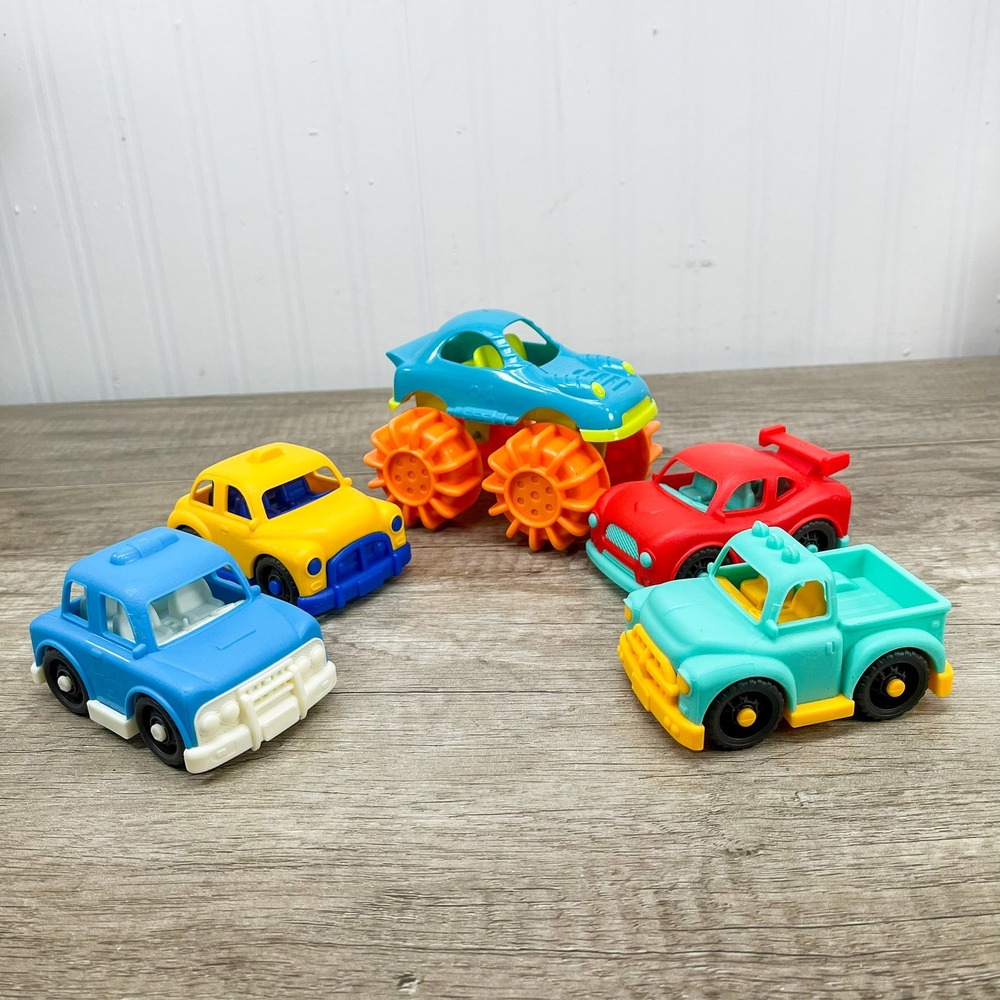 Battat Toy Vehicle Set 5pc Monster Truck Sports Car Pickup SUV Yellow Blue Red